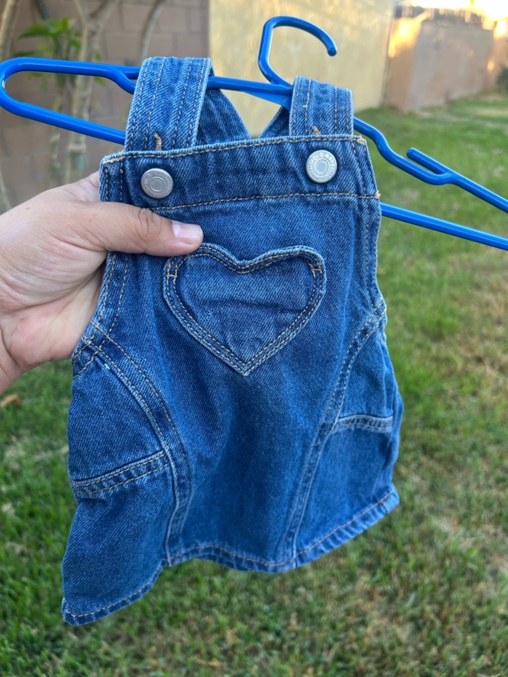 Old Navy Blue Denim Kids Heart Pocket Overalls Skirt
